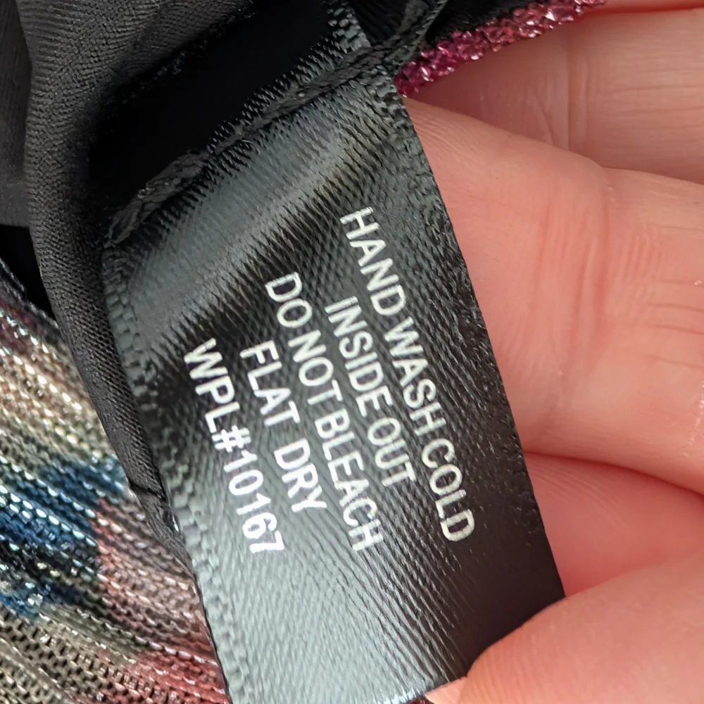 Aqua Long Sleeve Metallic FloralMulticolor Floral Dress Size M - Picture 7 of 7